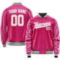 Personalized Pink & White Solid Color Varsity Letterman Jacket