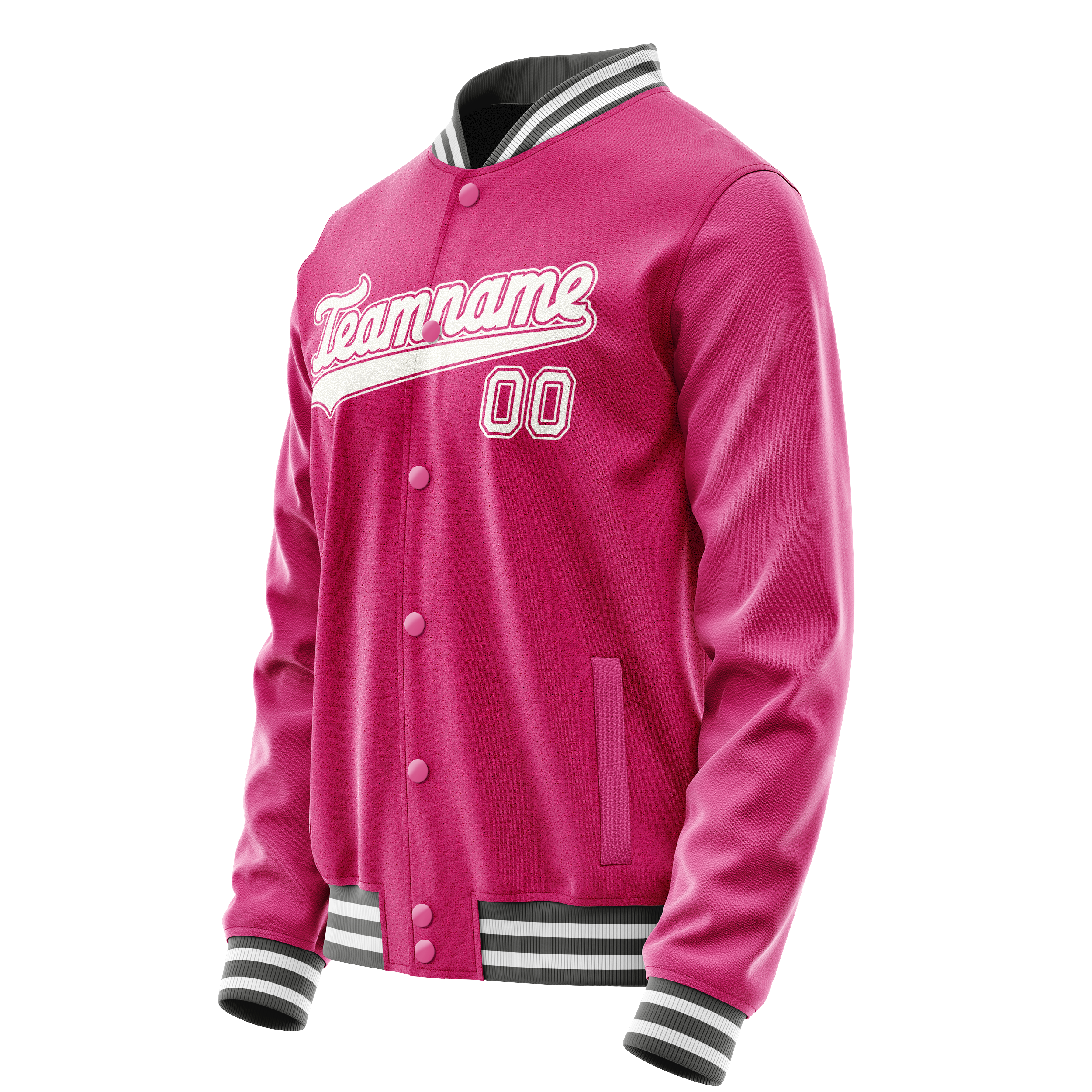Personalized Pink & White Solid Color Varsity Letterman Jacket