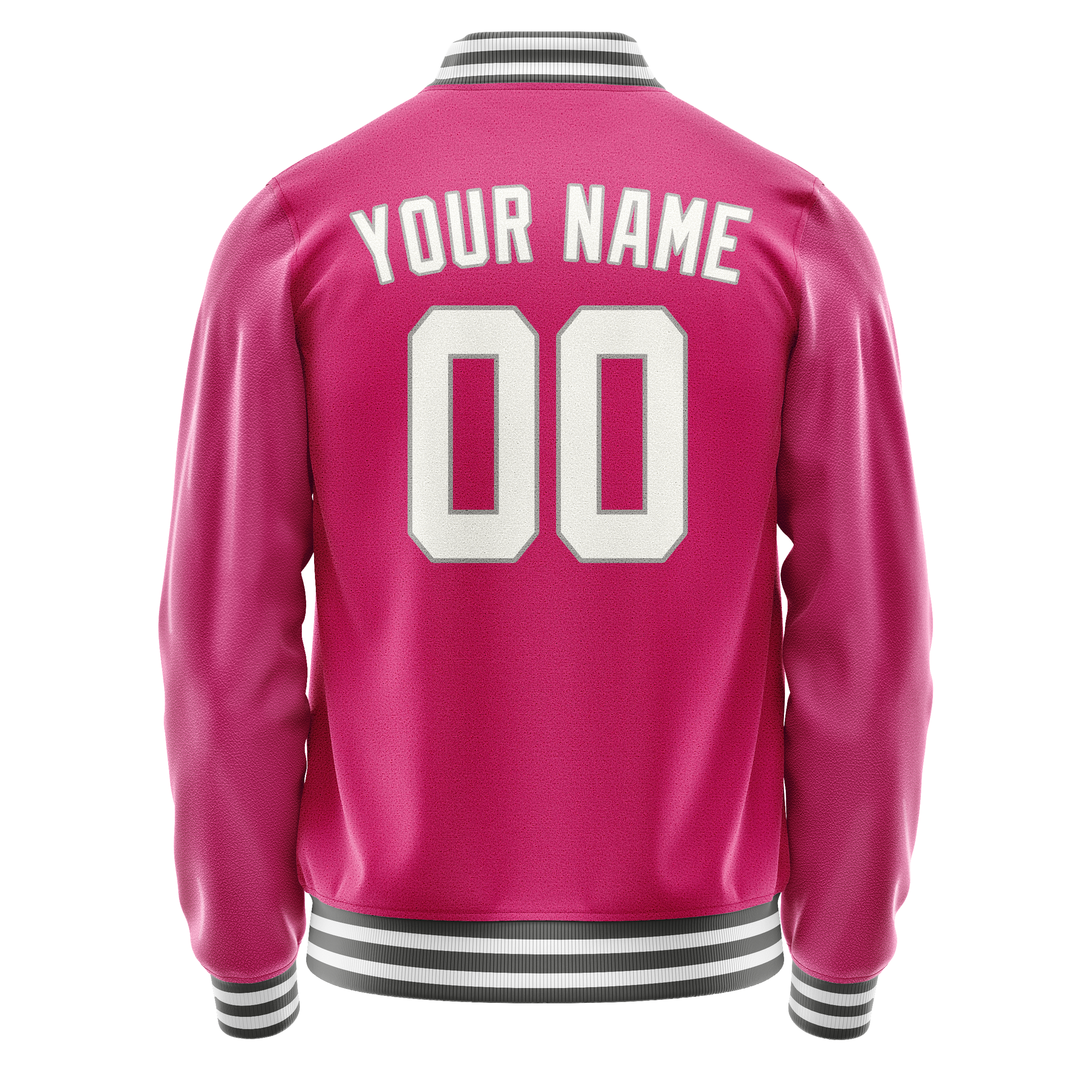 Personalized Pink & Gray Solid Color Varsity Letterman Jacket