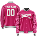 Personalized Pink & Gray Solid Color Varsity Letterman Jacket