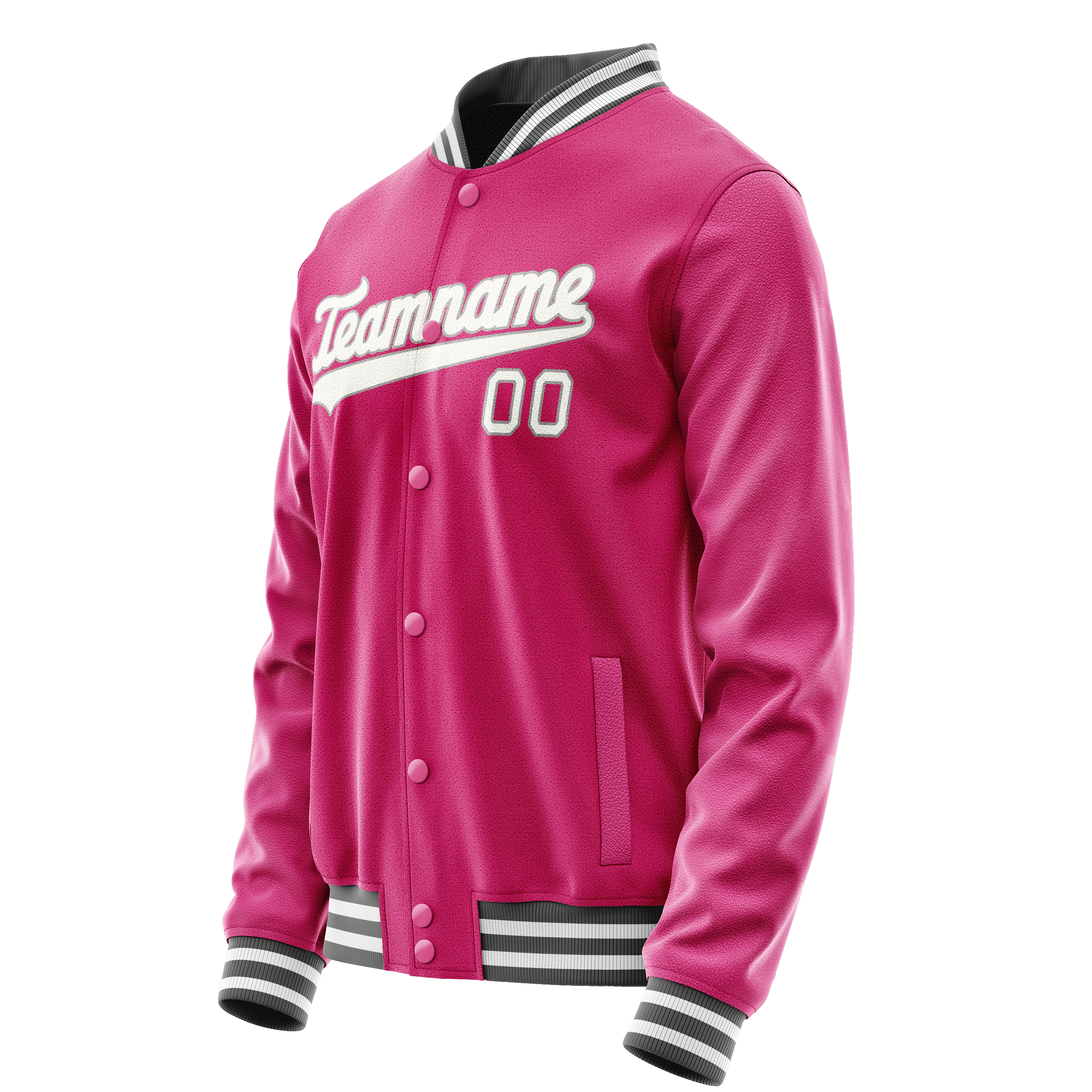 Personalized Pink & Gray Solid Color Varsity Letterman Jacket