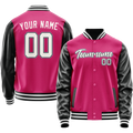 Personalized Pink & Black Solid Color Varsity Letterman Jacket