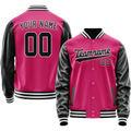 Personalized Pink & Black Solid Color Varsity Letterman Jacket