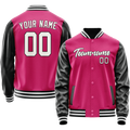 Personalized Pink & Black Solid Color Varsity Letterman Jacket