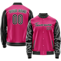 Personalized Pink & Black Solid Color Varsity Letterman Jacket