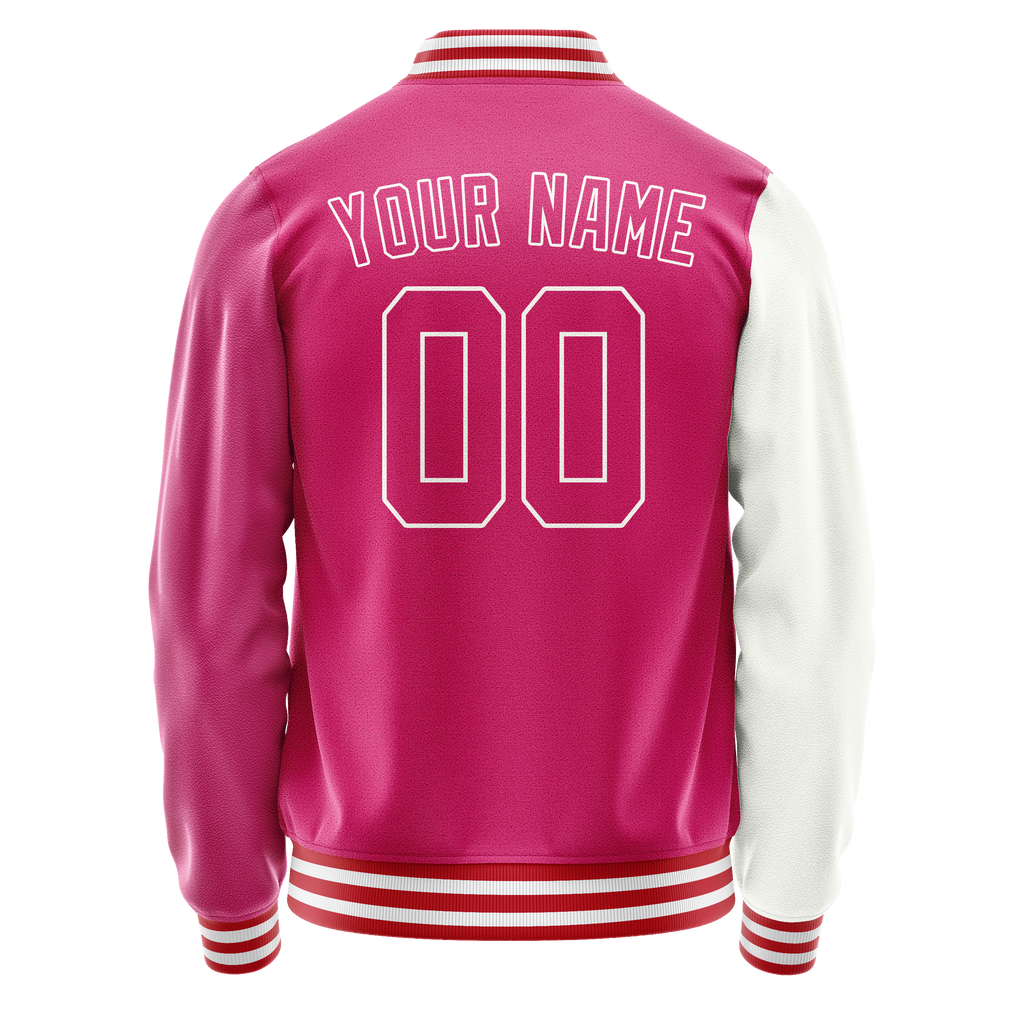 Personalized Pink & White Split Varsity Letterman Jacket
