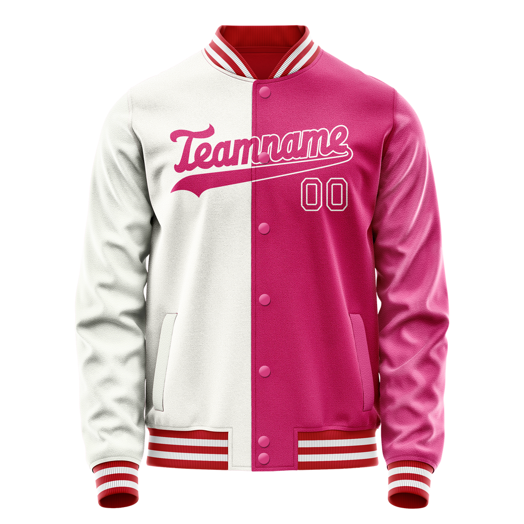 Personalized Pink & White Split Varsity Letterman Jacket