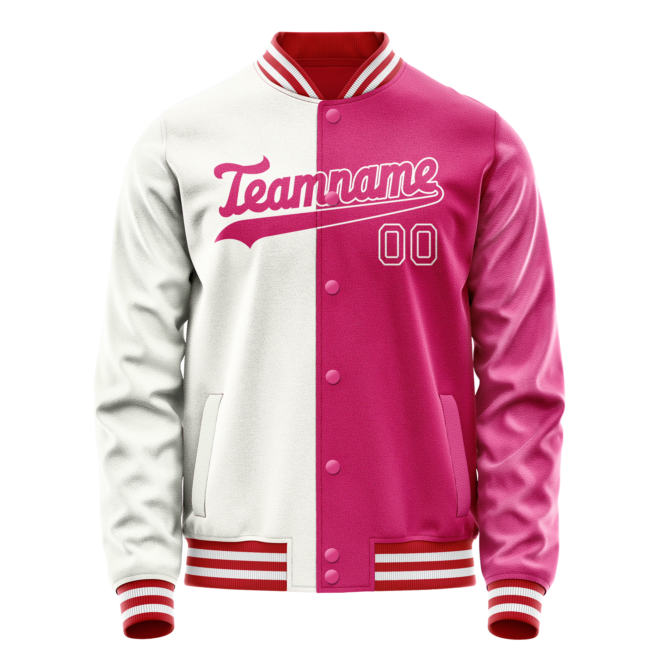 Personalized Pink & White Split Varsity Letterman Jacket