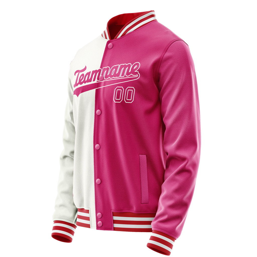 Personalized Pink & White Split Varsity Letterman Jacket