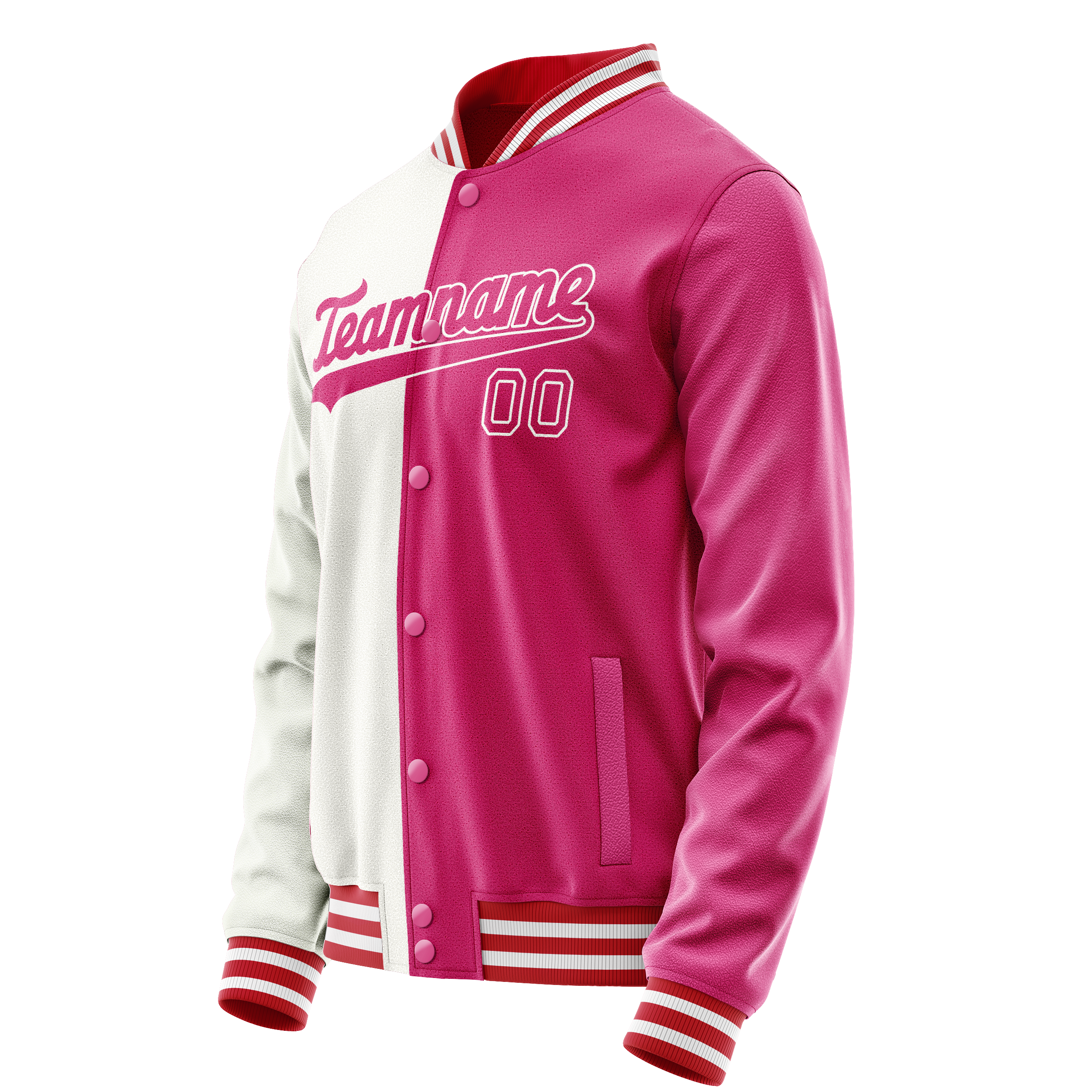 Personalized Pink & White Split Varsity Letterman Jacket