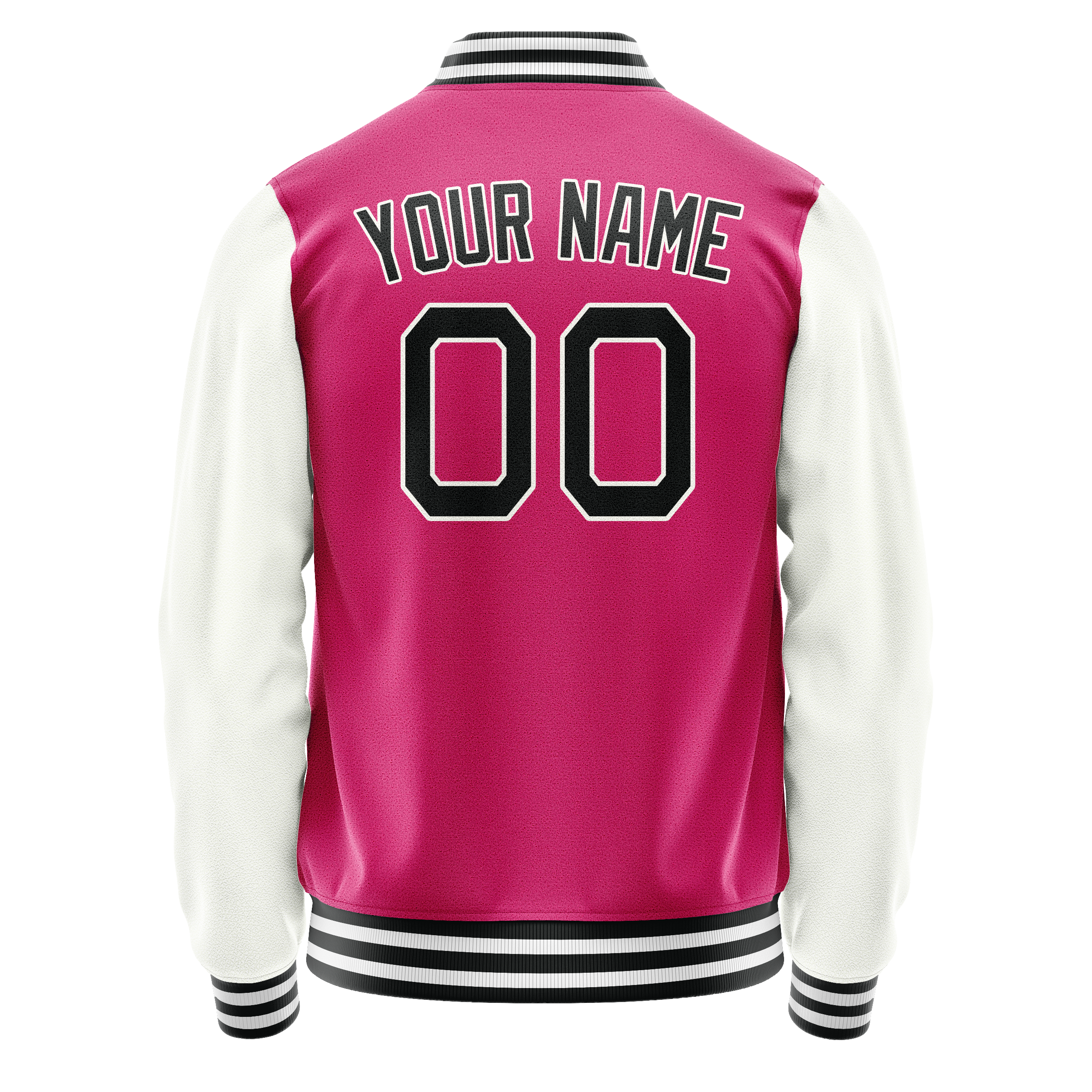 Personalized Pink & White Solid Color Varsity Letterman Jacket
