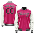 Personalized Pink & White Solid Color Varsity Letterman Jacket