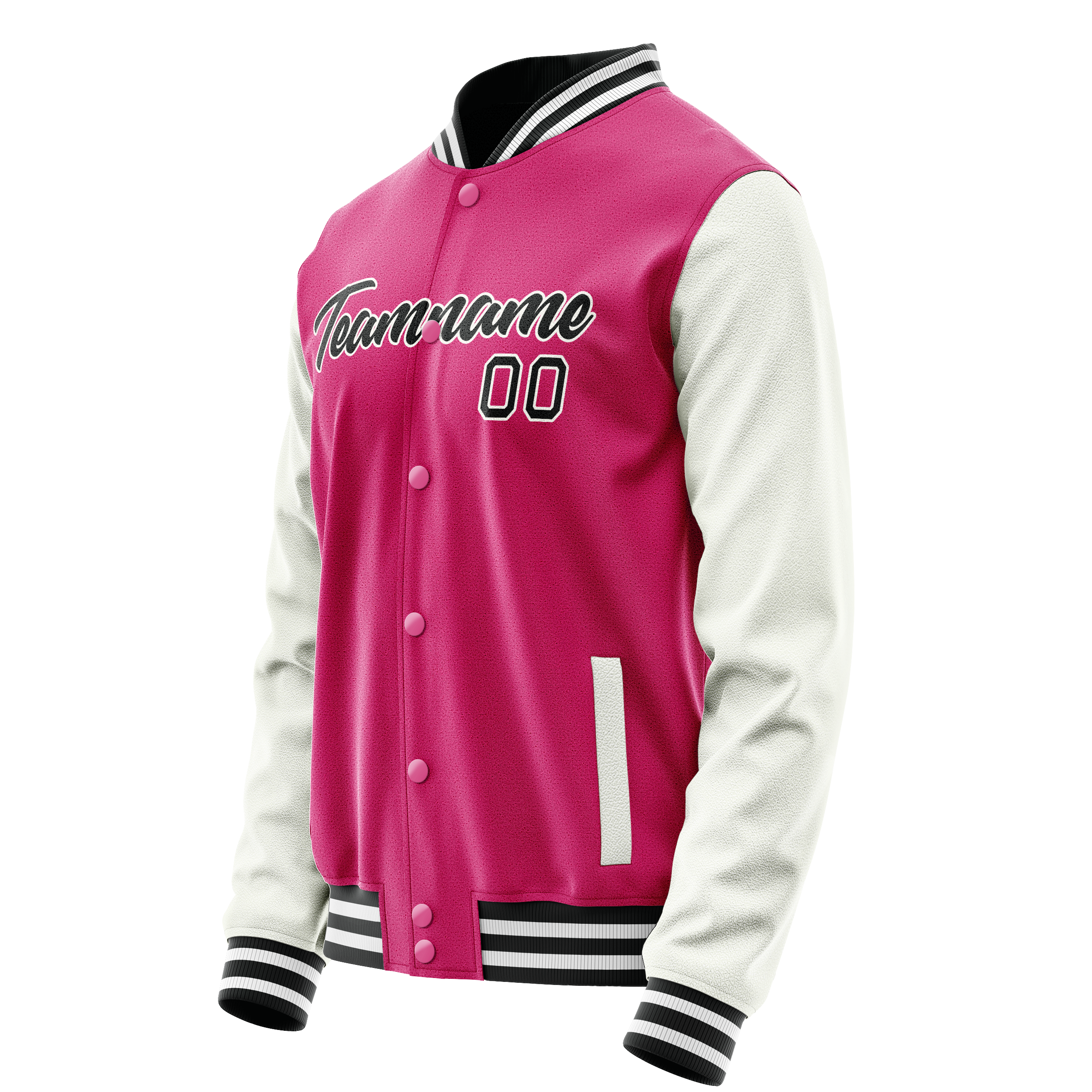 Personalized Pink & White Solid Color Varsity Letterman Jacket
