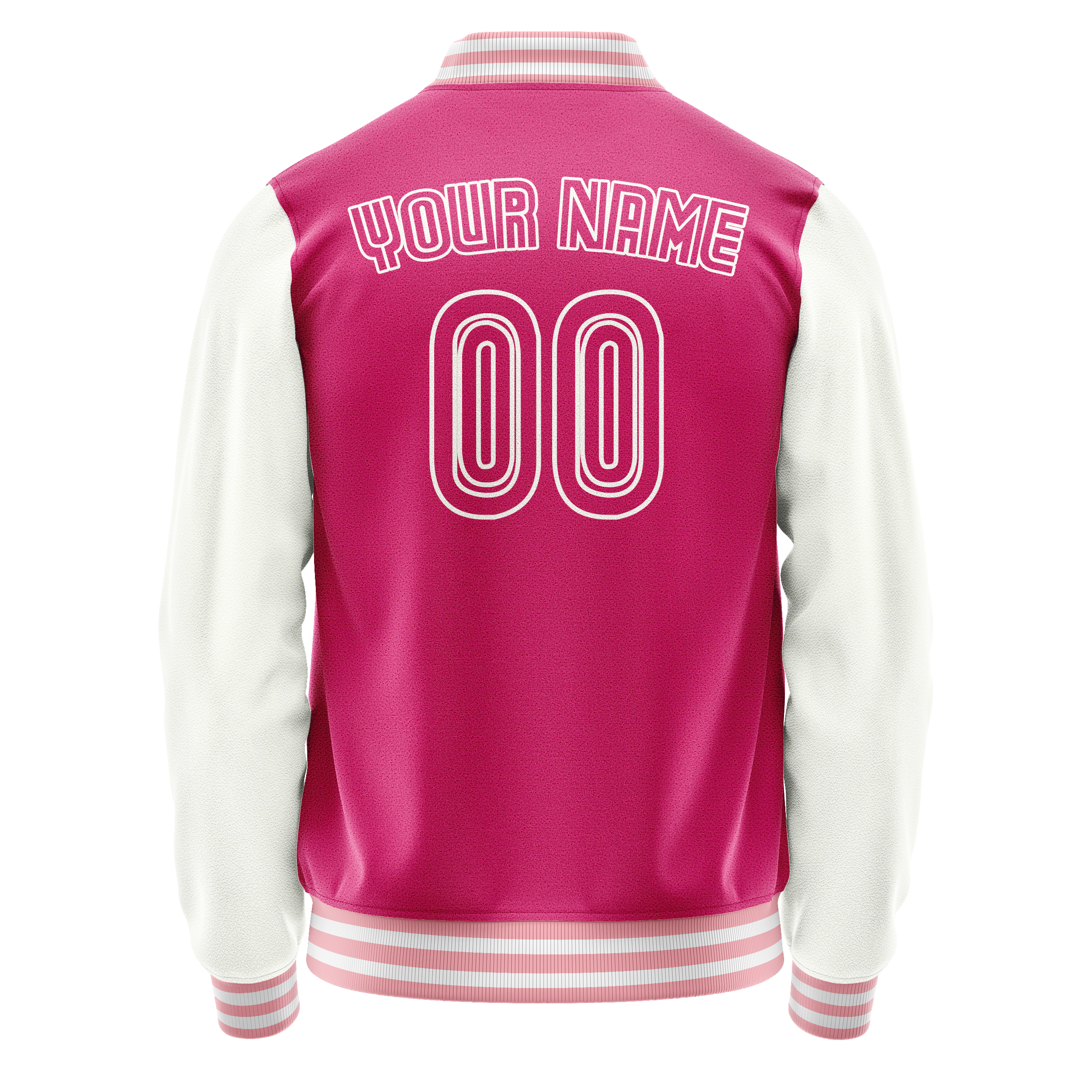 Personalized Pink & White Solid Color Varsity Letterman Jacket