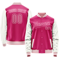 Personalized Pink & White Solid Color Varsity Letterman Jacket