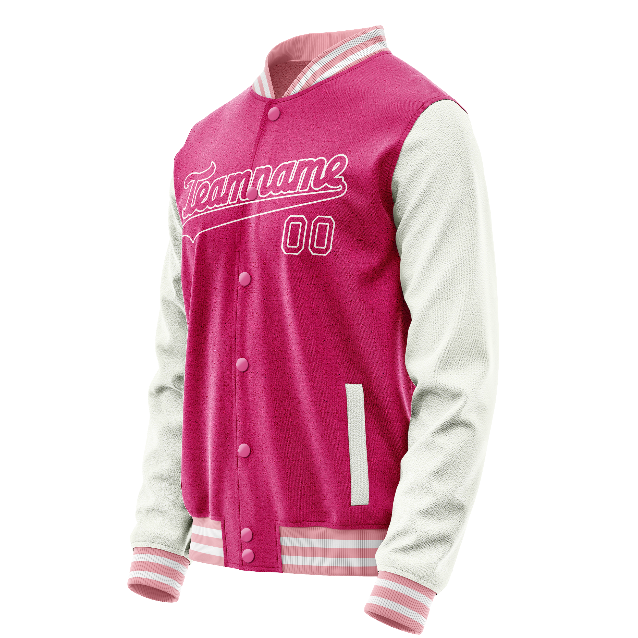 Personalized Pink & White Solid Color Varsity Letterman Jacket