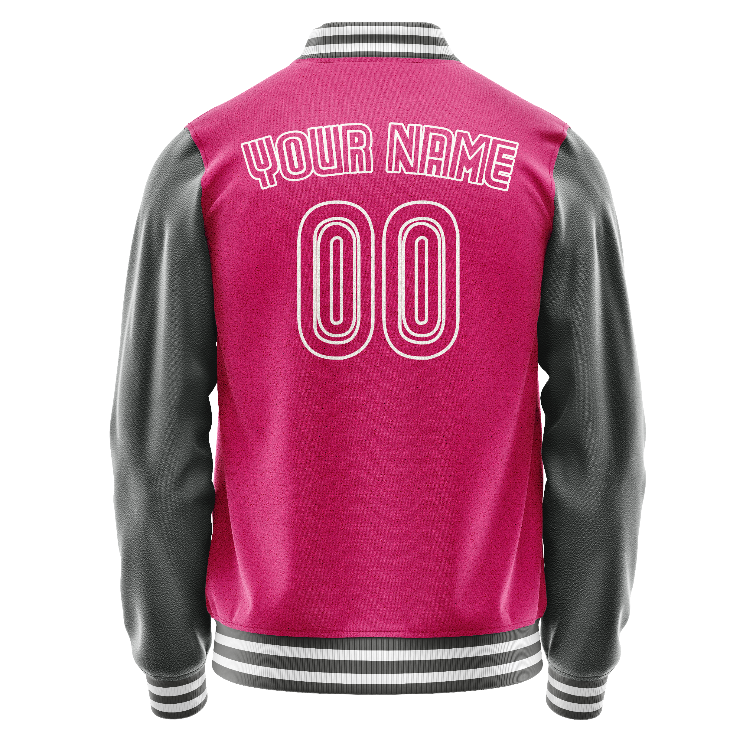 Personalized Pink & Gray Solid Color Varsity Letterman Jacket