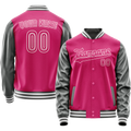 Personalized Pink & Gray Solid Color Varsity Letterman Jacket
