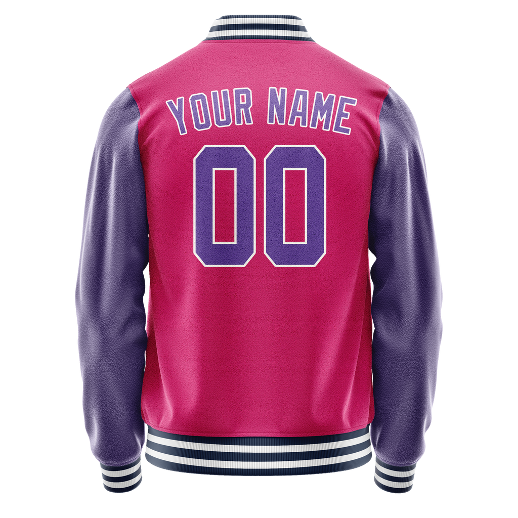 Personalized Pink & Purple Solid Color Varsity Letterman Jacket