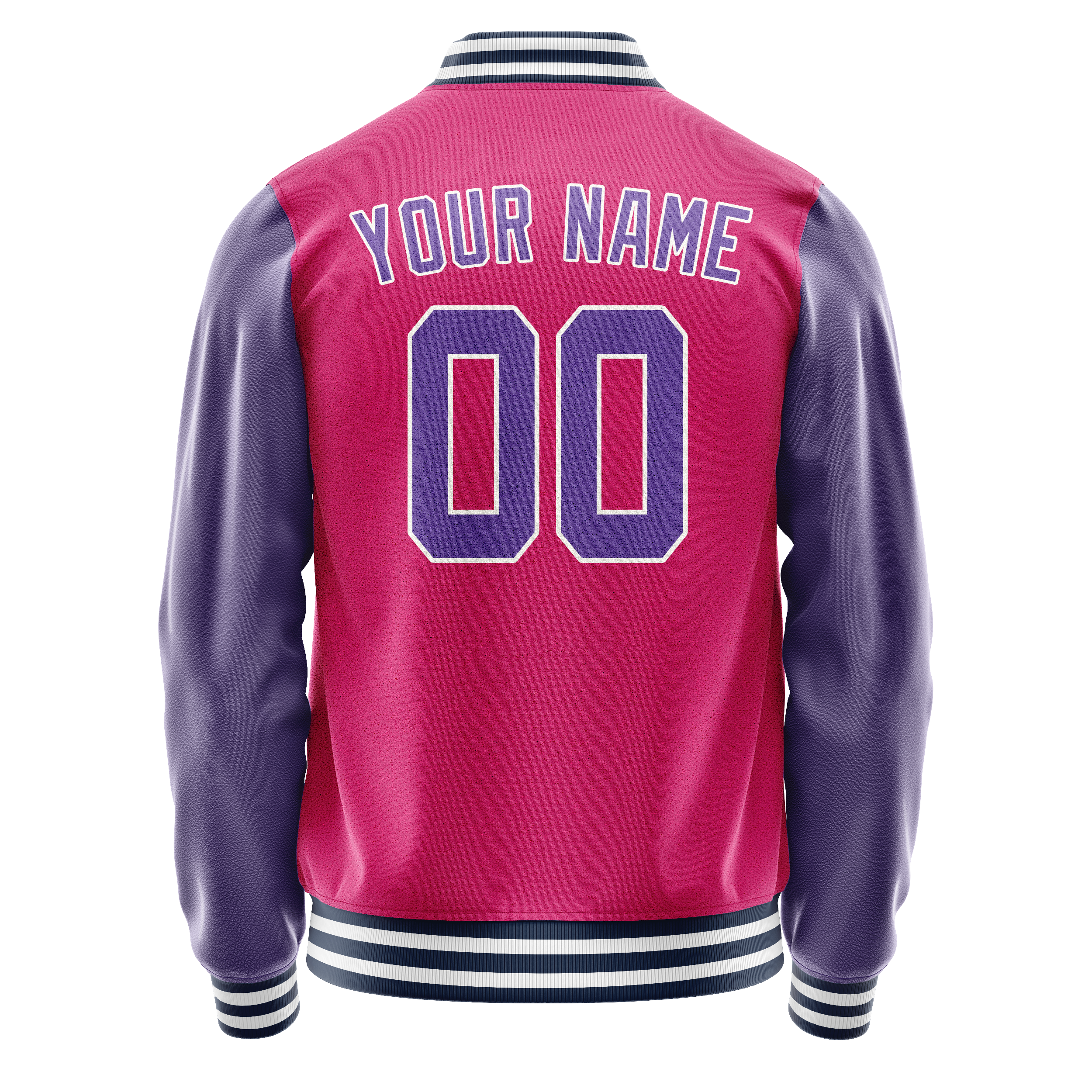 Personalized Pink & Purple Solid Color Varsity Letterman Jacket