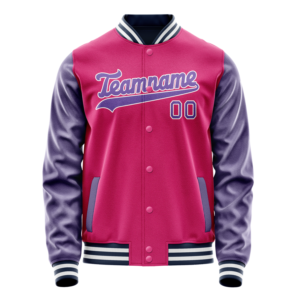 Personalized Pink & Purple Solid Color Varsity Letterman Jacket