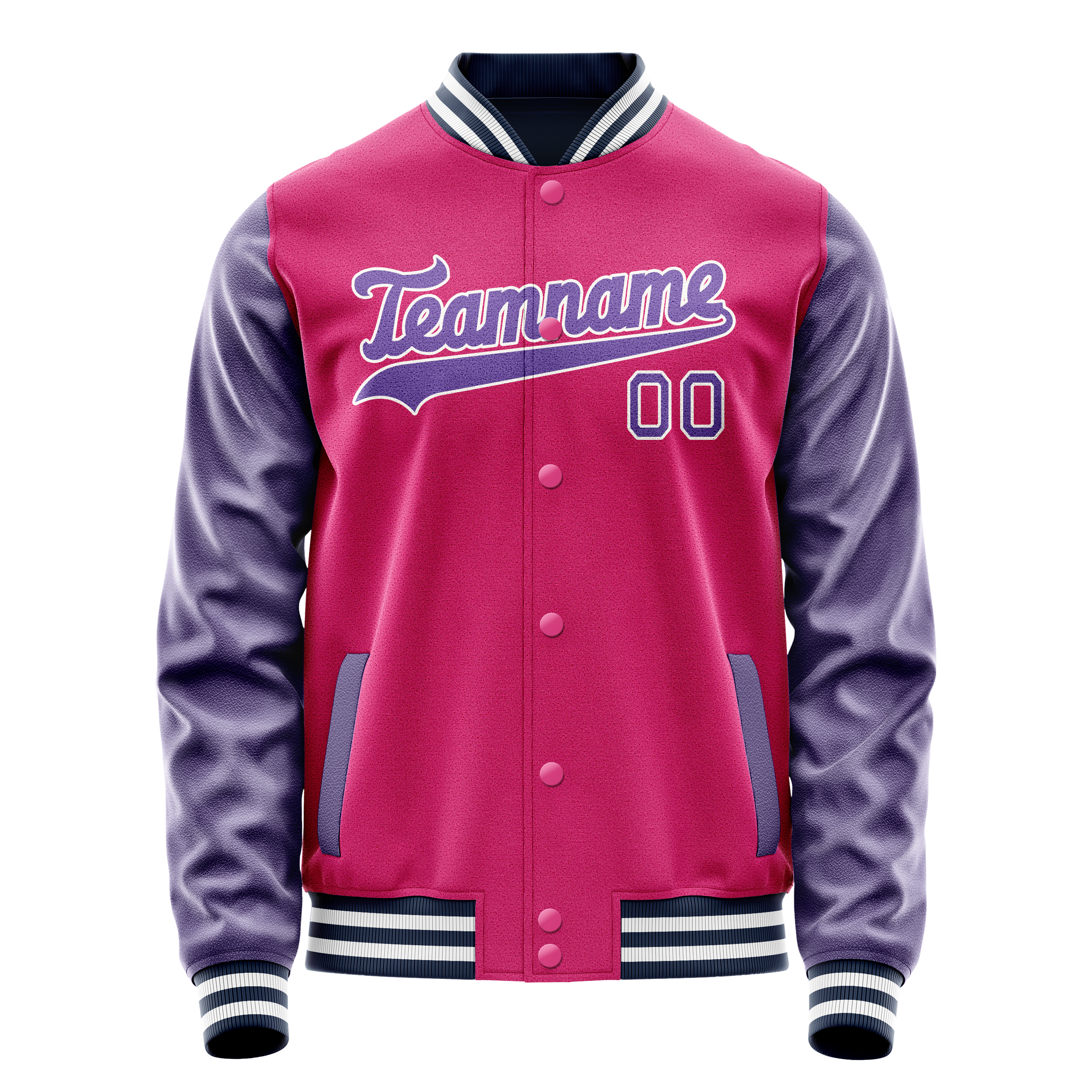 Personalized Pink & Purple Solid Color Varsity Letterman Jacket