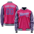 Personalized Pink & Purple Solid Color Varsity Letterman Jacket