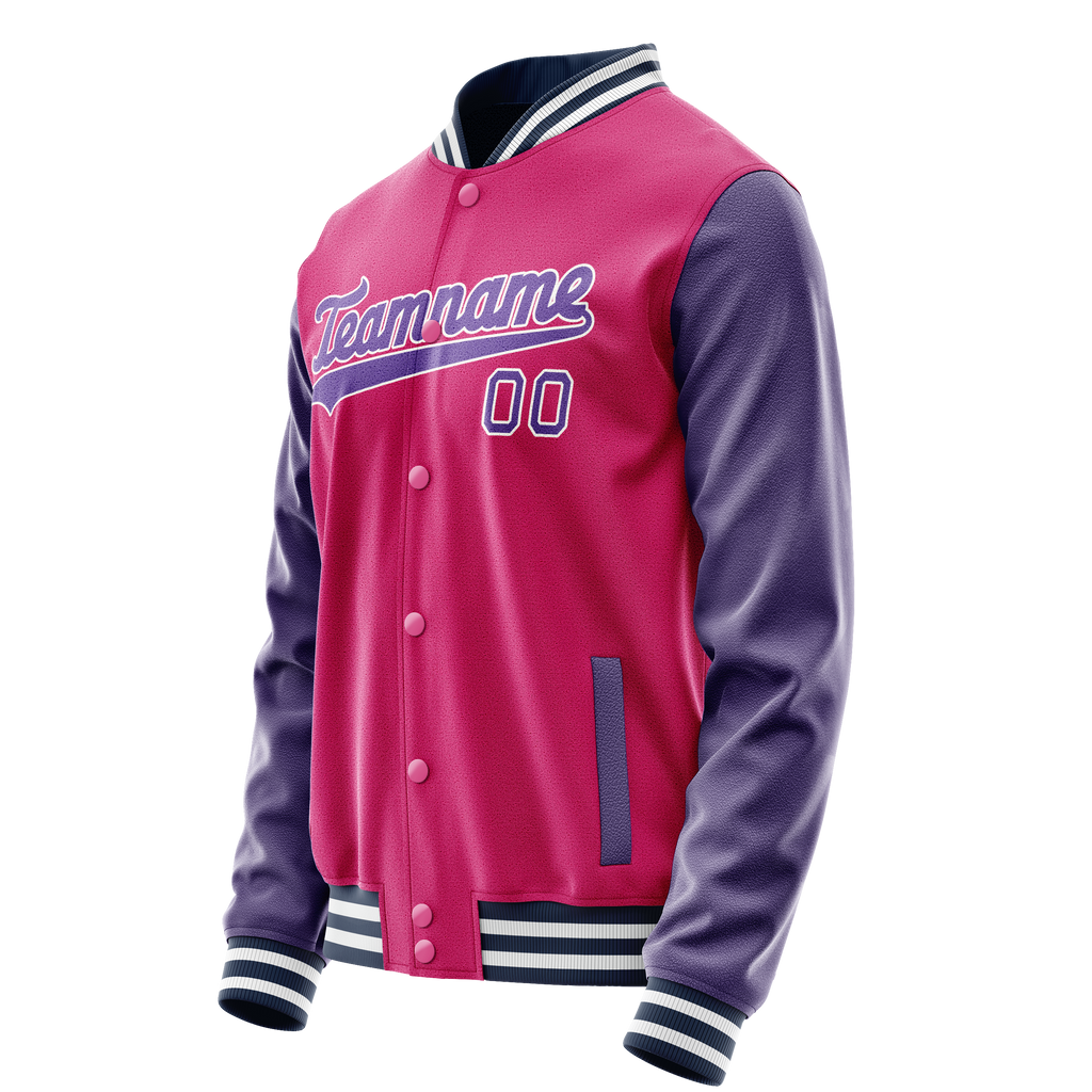 Personalized Pink & Purple Solid Color Varsity Letterman Jacket