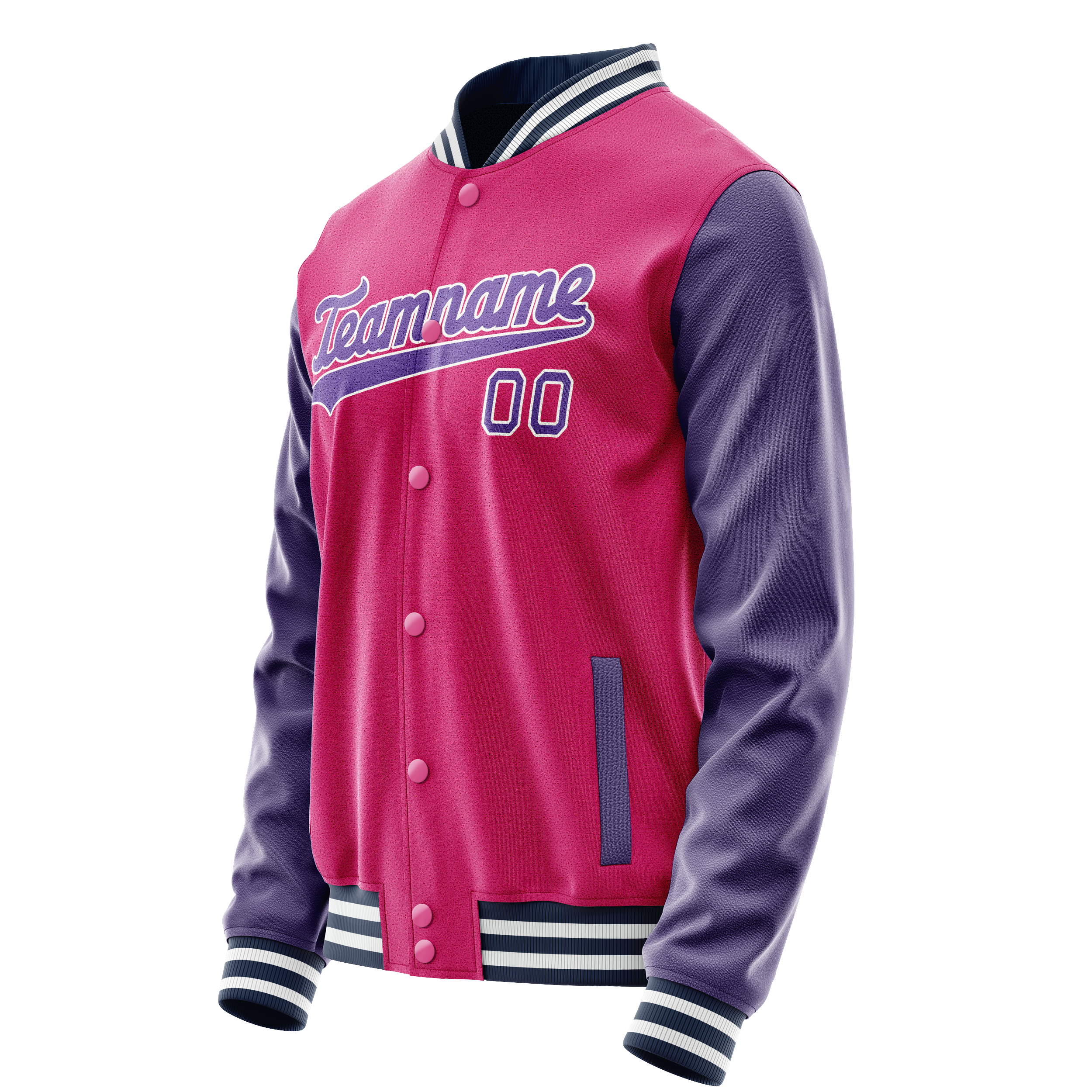 Personalized Pink & Purple Solid Color Varsity Letterman Jacket