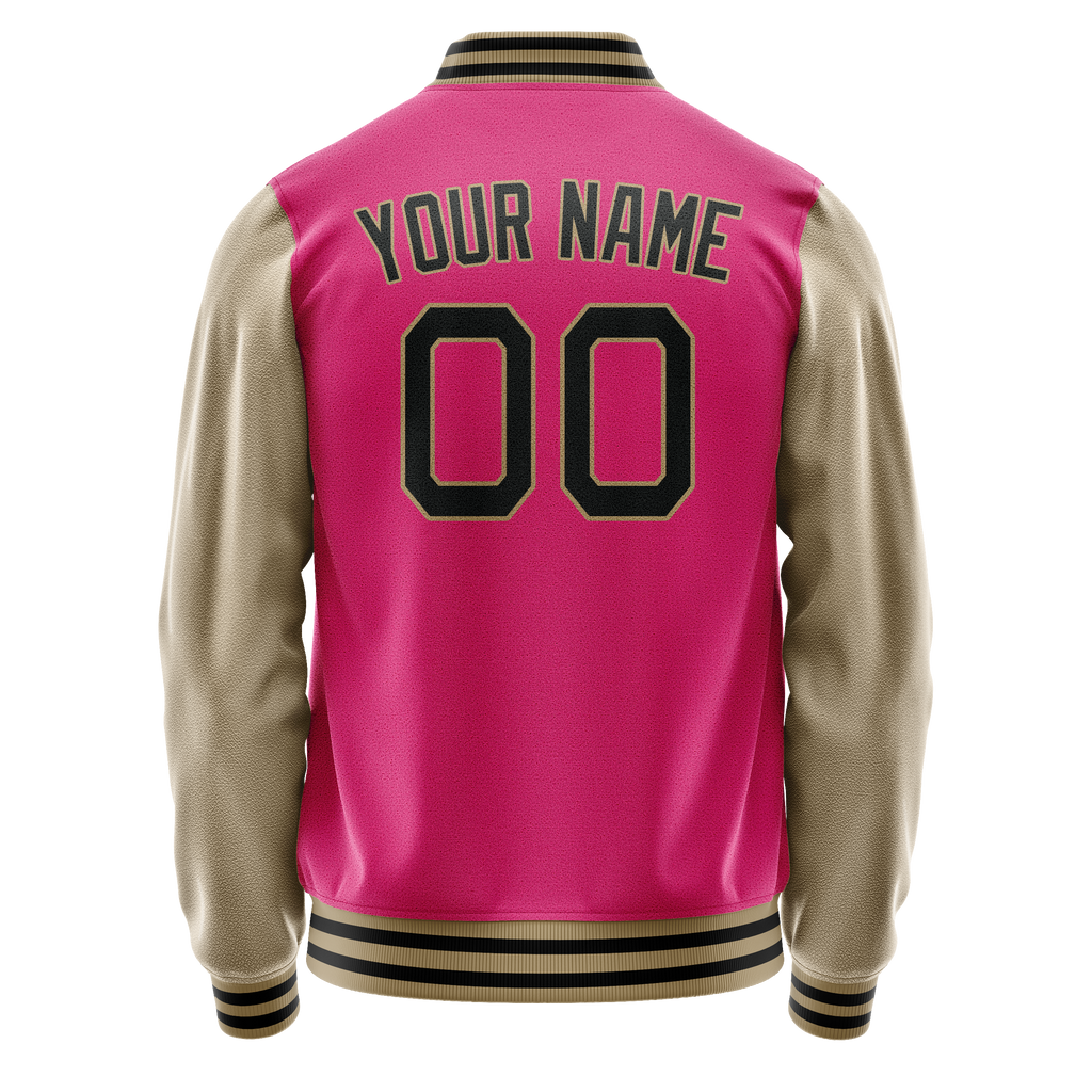 Personalized Pink & Cream Solid Color Varsity Letterman Jacket