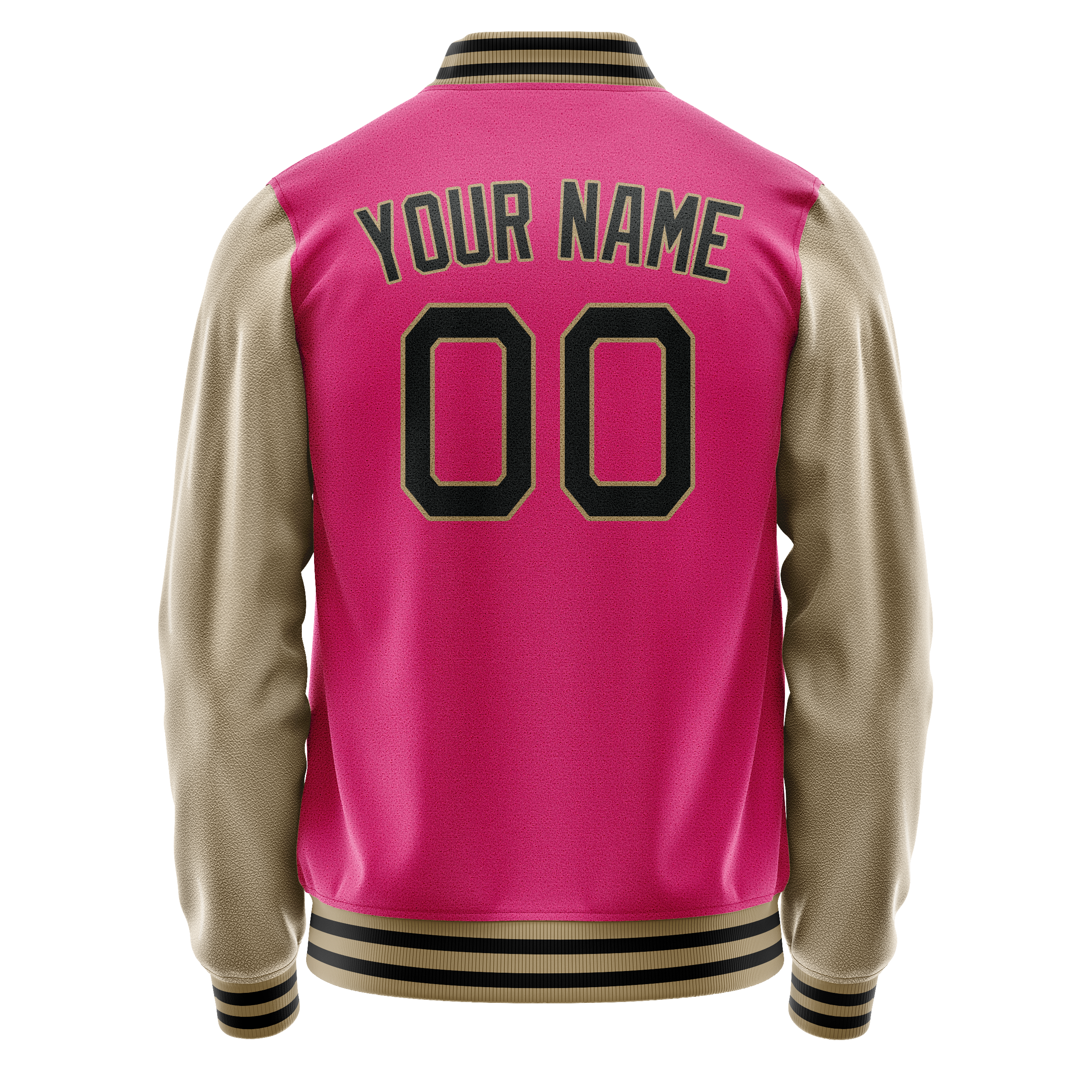 Personalized Pink & Cream Solid Color Varsity Letterman Jacket