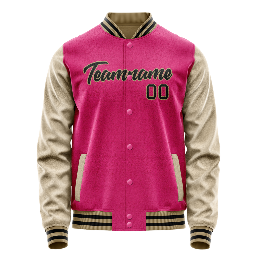 Personalized Pink & Cream Solid Color Varsity Letterman Jacket