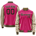 Personalized Pink & Cream Solid Color Varsity Letterman Jacket