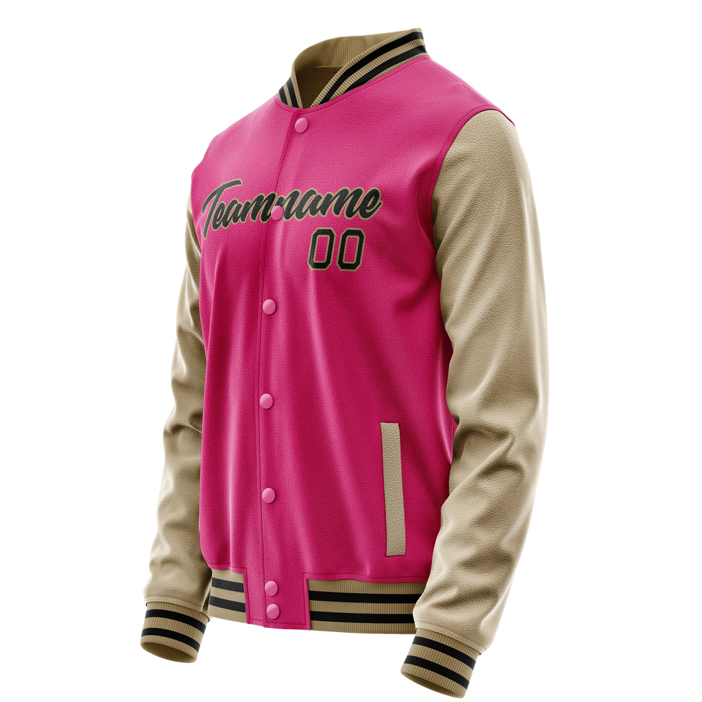 Personalized Pink & Cream Solid Color Varsity Letterman Jacket