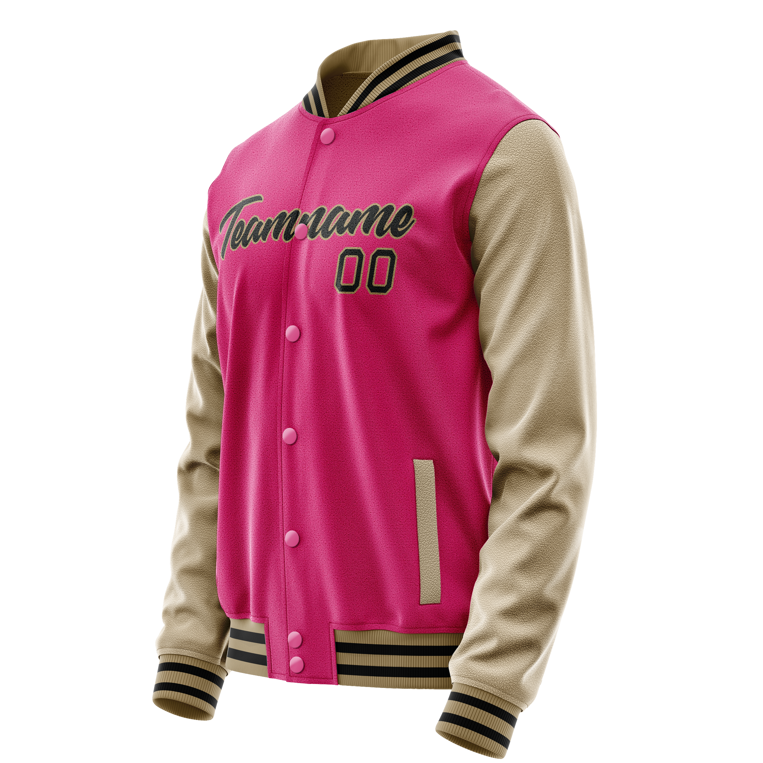 Personalized Pink & Cream Solid Color Varsity Letterman Jacket