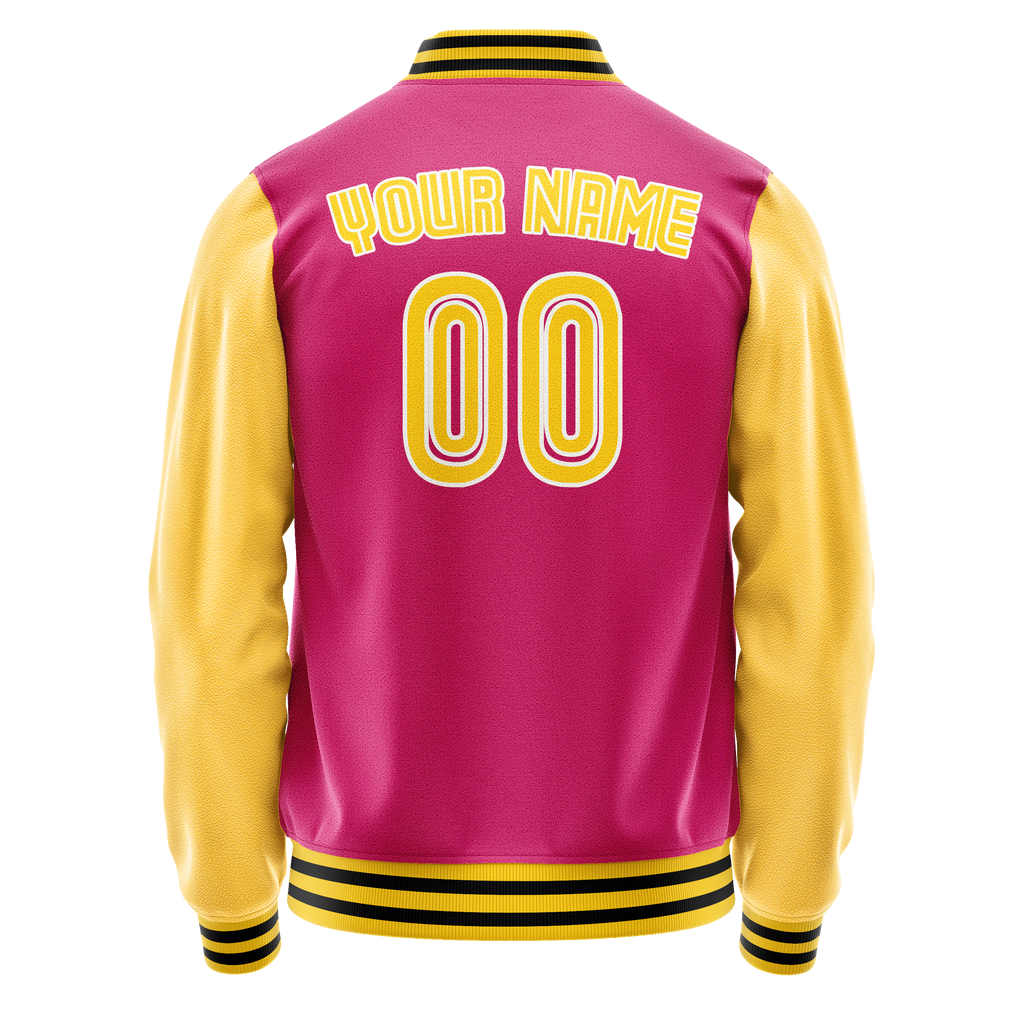 Personalized Pink & Gold Solid Color Varsity Letterman Jacket