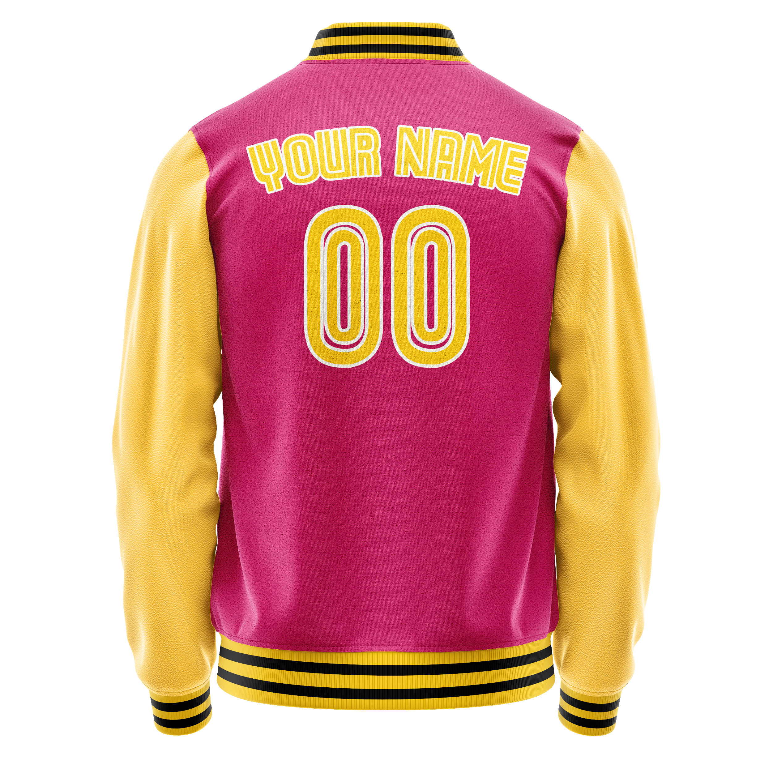 Personalized Pink & Gold Solid Color Varsity Letterman Jacket
