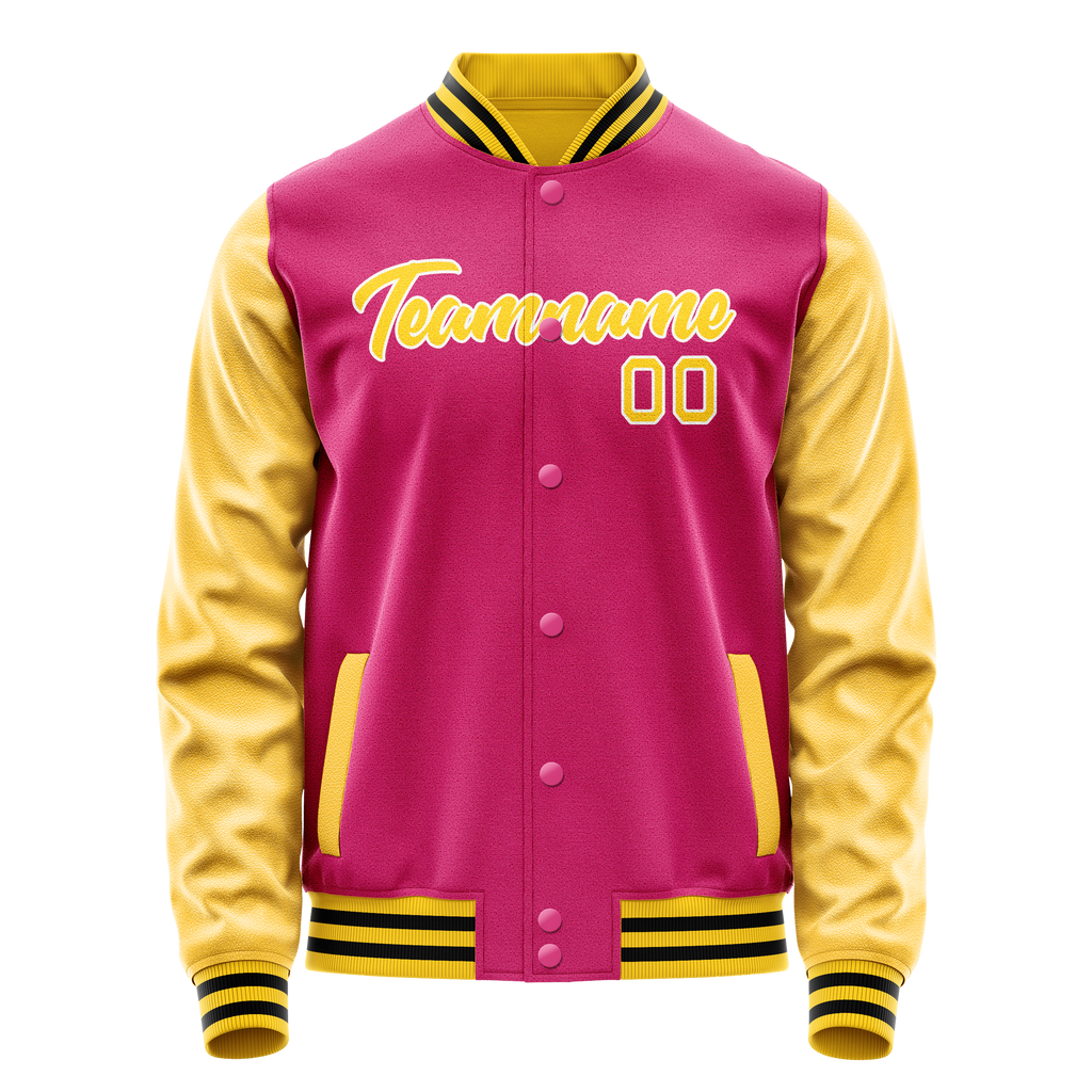 Personalized Pink & Gold Solid Color Varsity Letterman Jacket