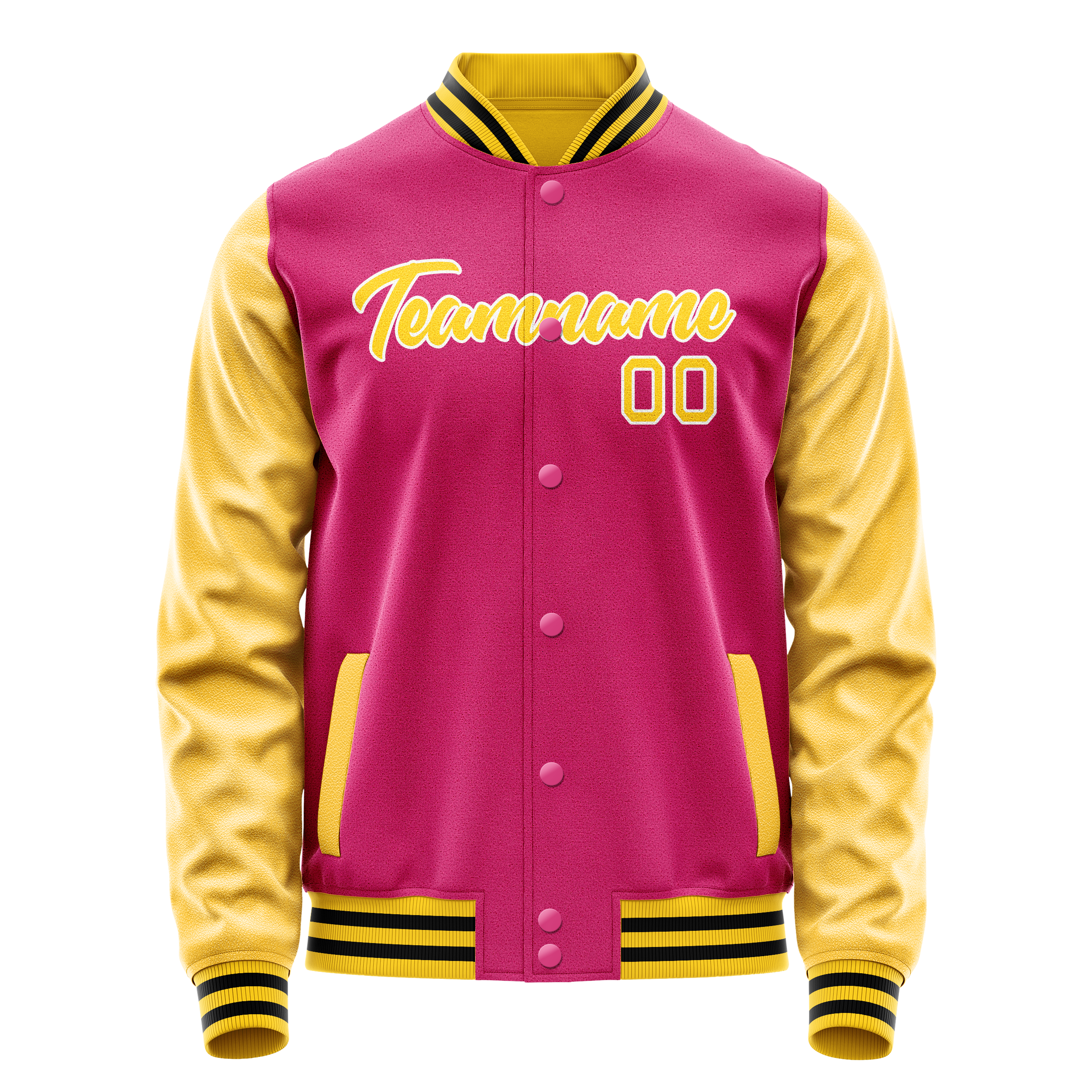 Personalized Pink & Gold Solid Color Varsity Letterman Jacket