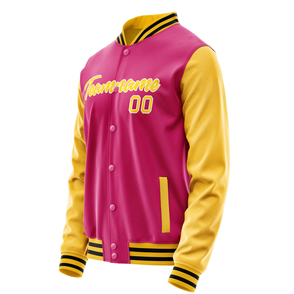 Personalized Pink & Gold Solid Color Varsity Letterman Jacket