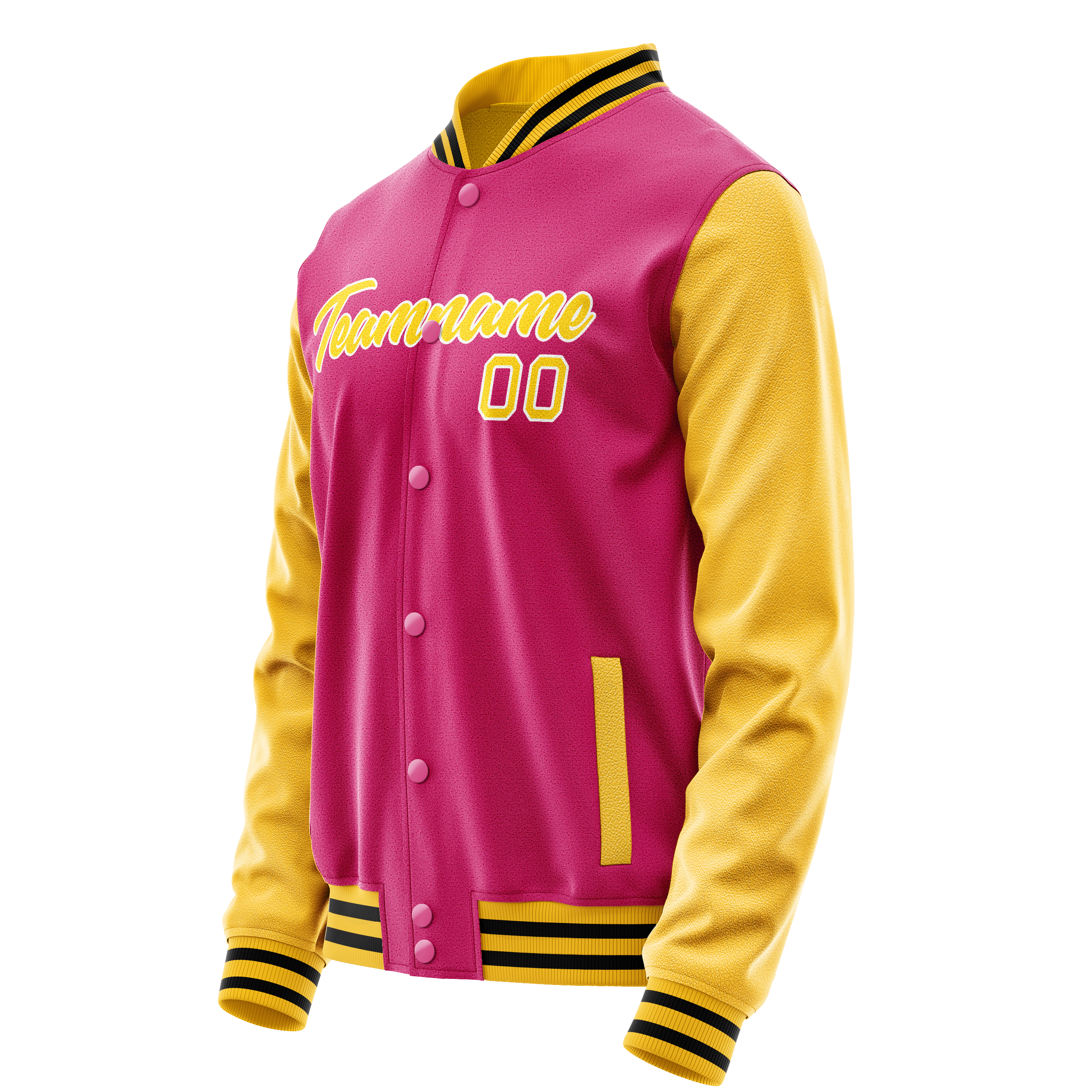Personalized Pink & Gold Solid Color Varsity Letterman Jacket