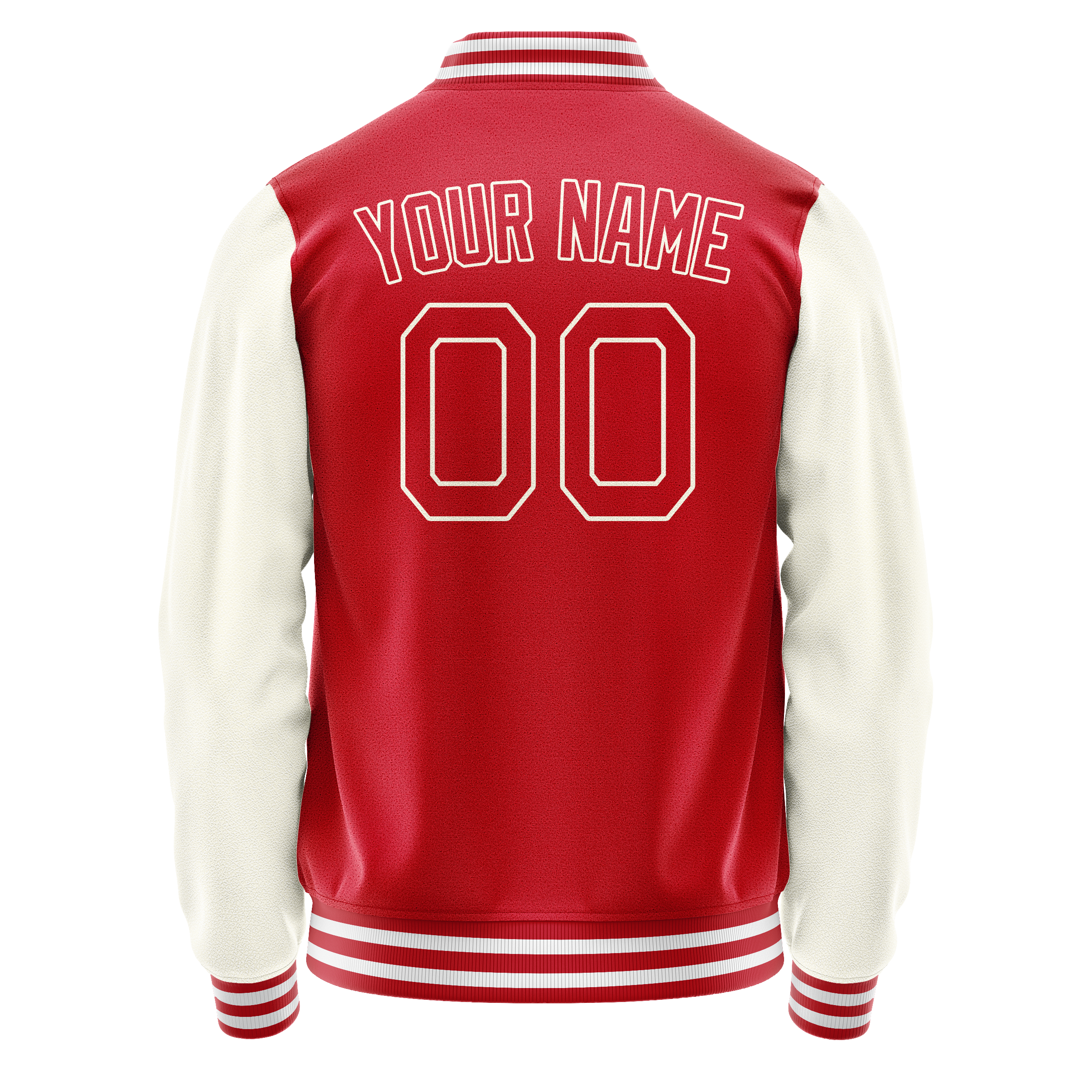 Personalized Red & Cream Solid Color Varsity Letterman Jacket