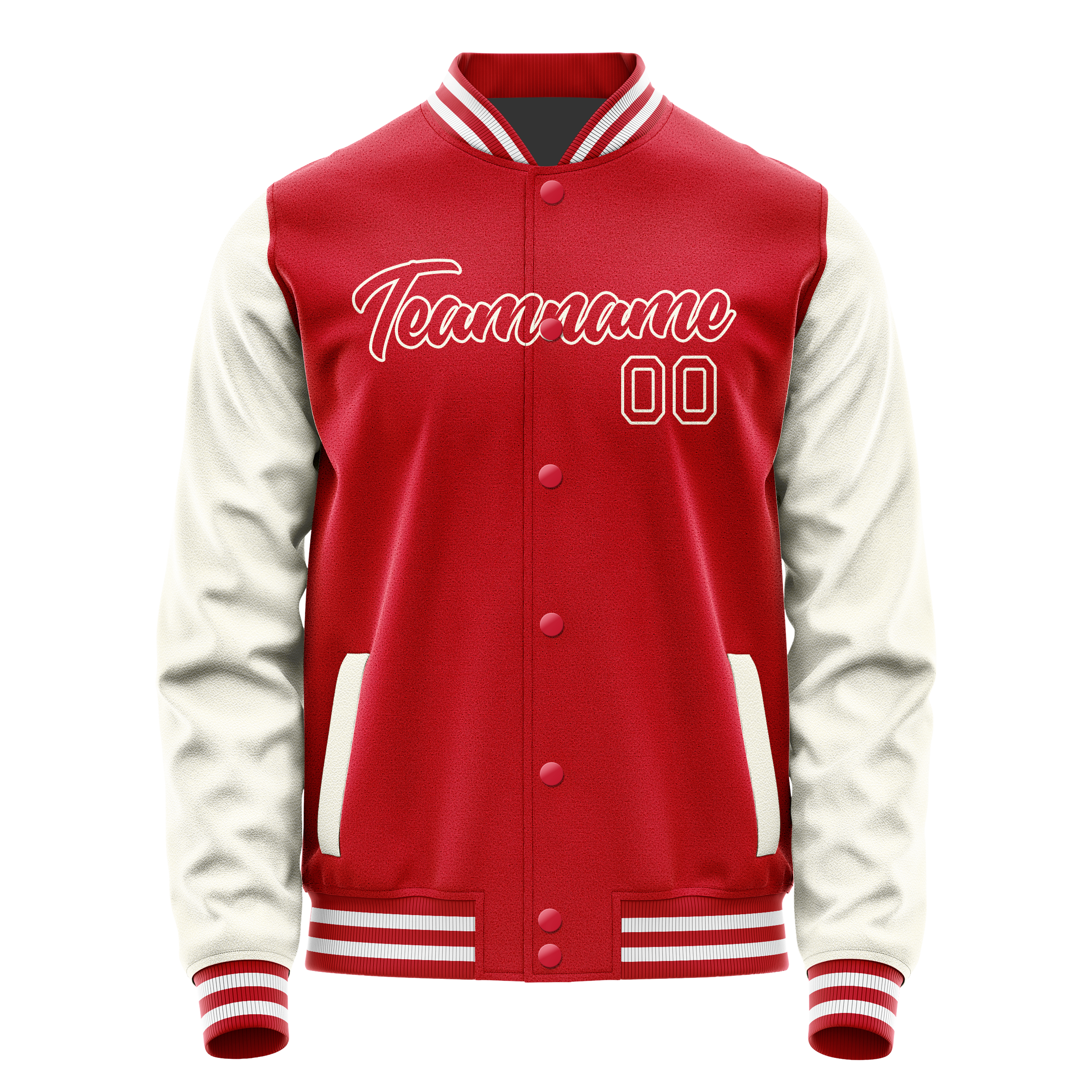 Personalized Red & Cream Solid Color Varsity Letterman Jacket