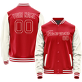 Personalized Red & Cream Solid Color Varsity Letterman Jacket