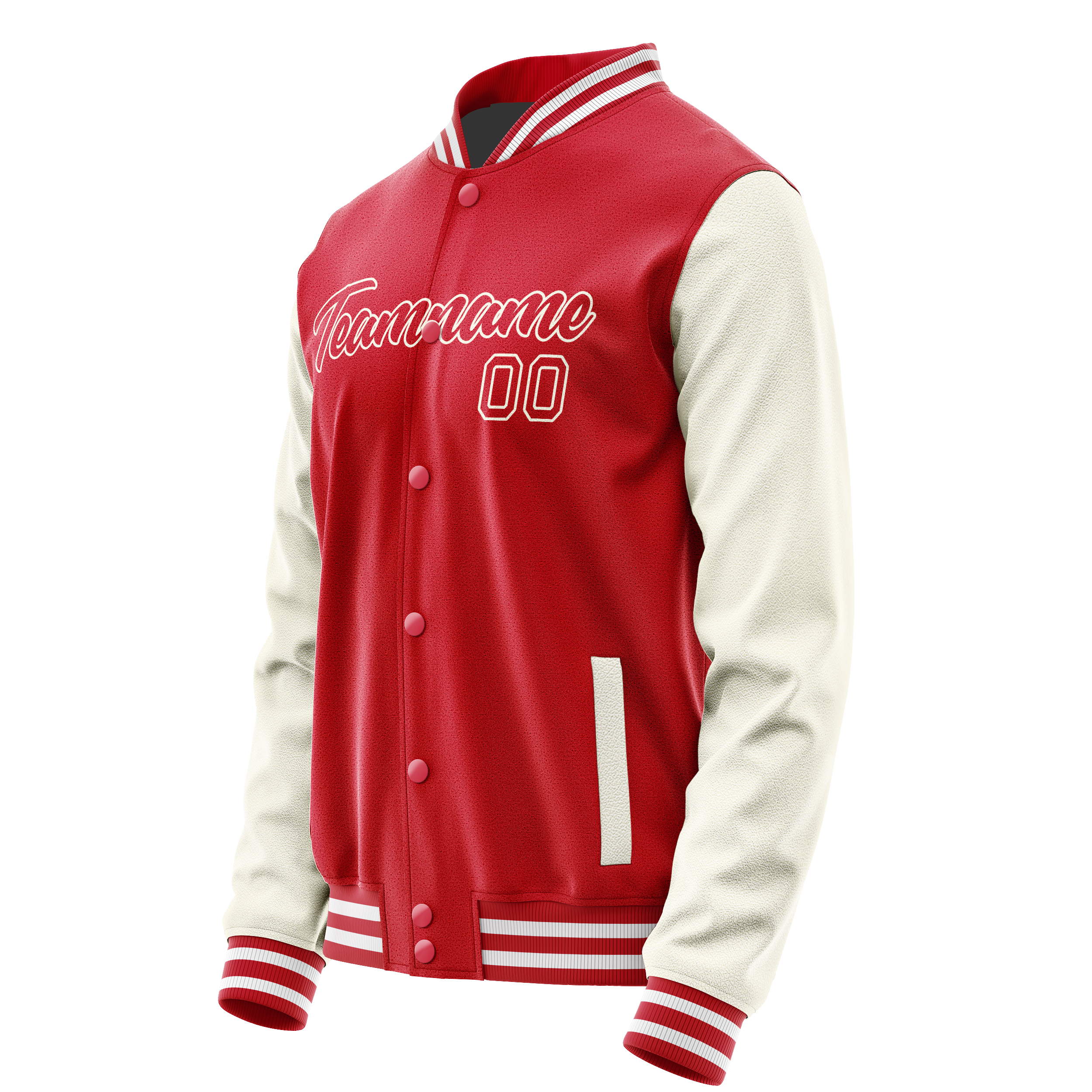 Personalized Red & Cream Solid Color Varsity Letterman Jacket