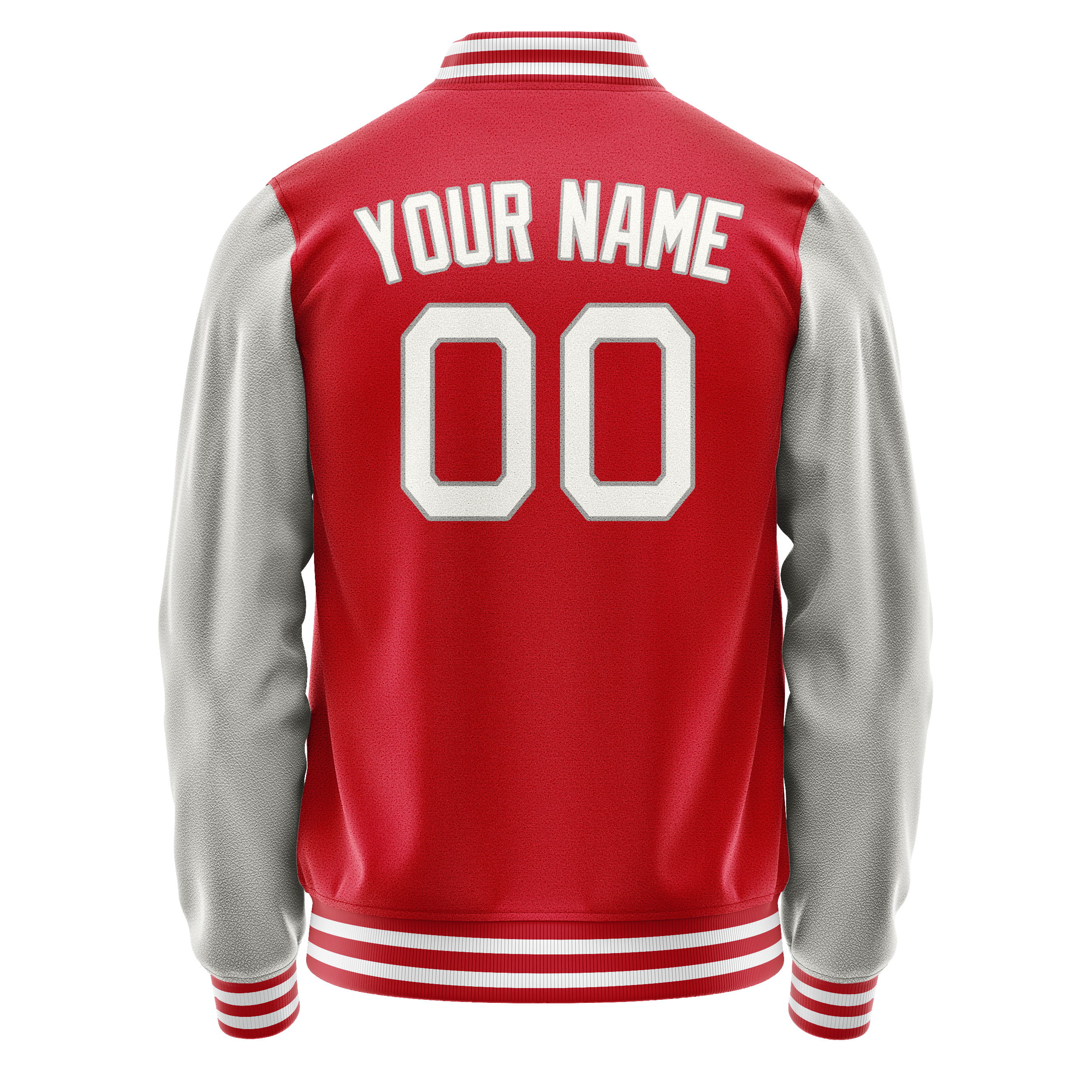 Personalized Red & Gray Solid Color Varsity Letterman Jacket