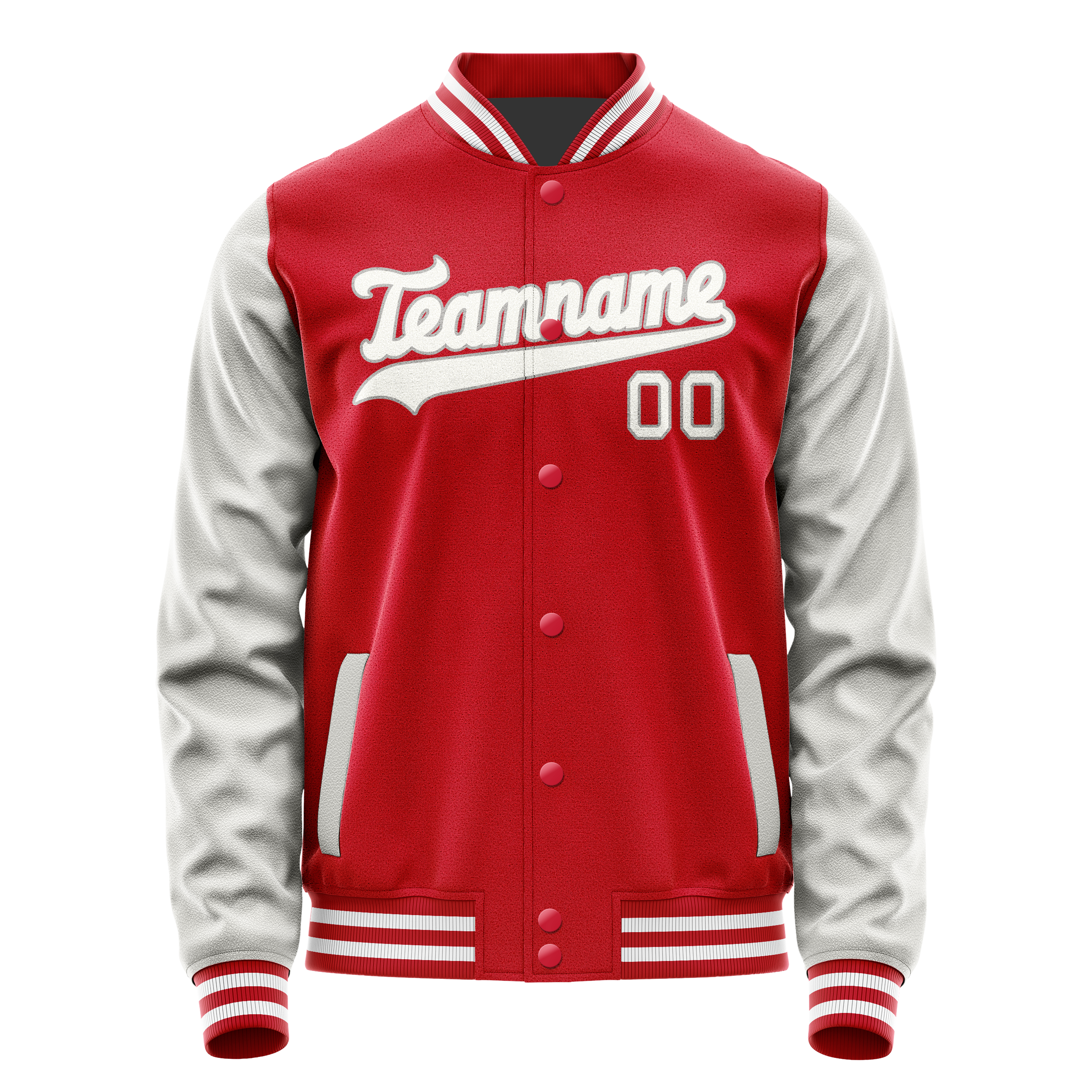 Personalized Red & Gray Solid Color Varsity Letterman Jacket