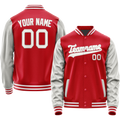 Personalized Red & Gray Solid Color Varsity Letterman Jacket
