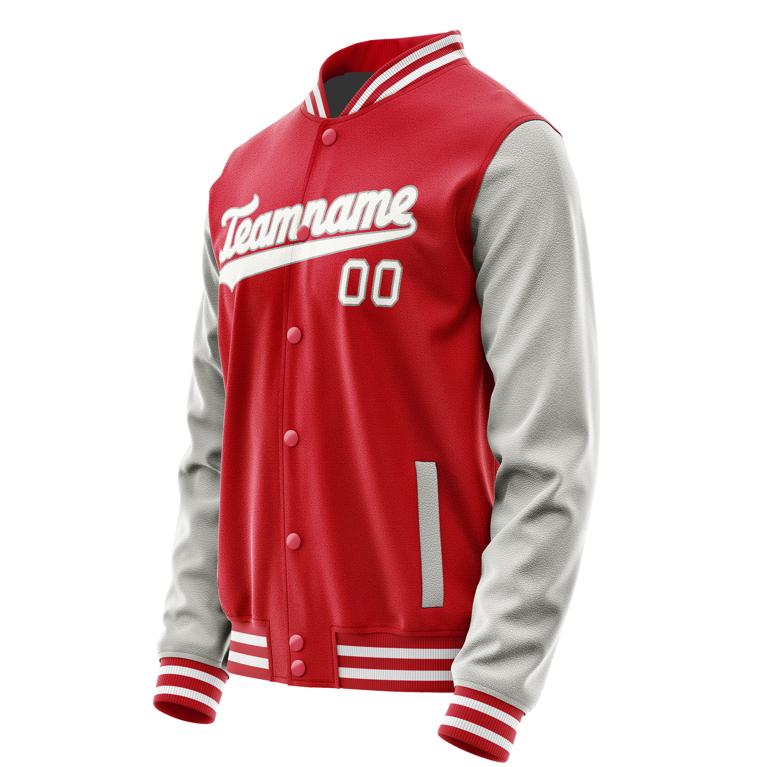 Personalized Red & Gray Solid Color Varsity Letterman Jacket