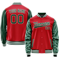Personalized Red & Green Solid Color Varsity Letterman Jacket